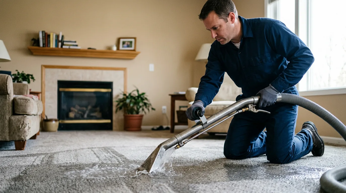 Water damage restoration technician working near Solon, IA